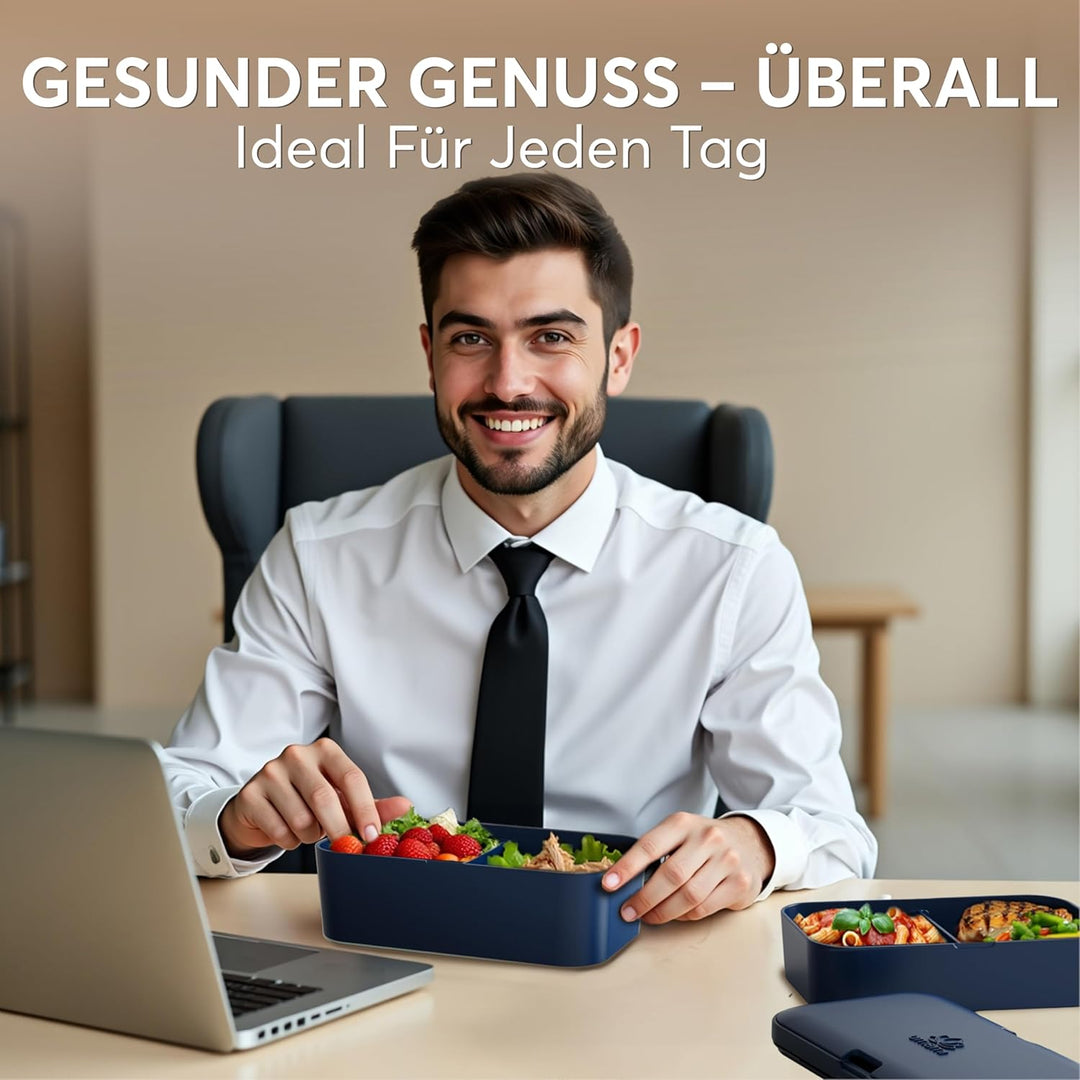 Umami Lunchbox Erwachsene, Verschachtelbar Auslaufsichere Bento Box mit 4 Bestecke & Fächern, Brotdo