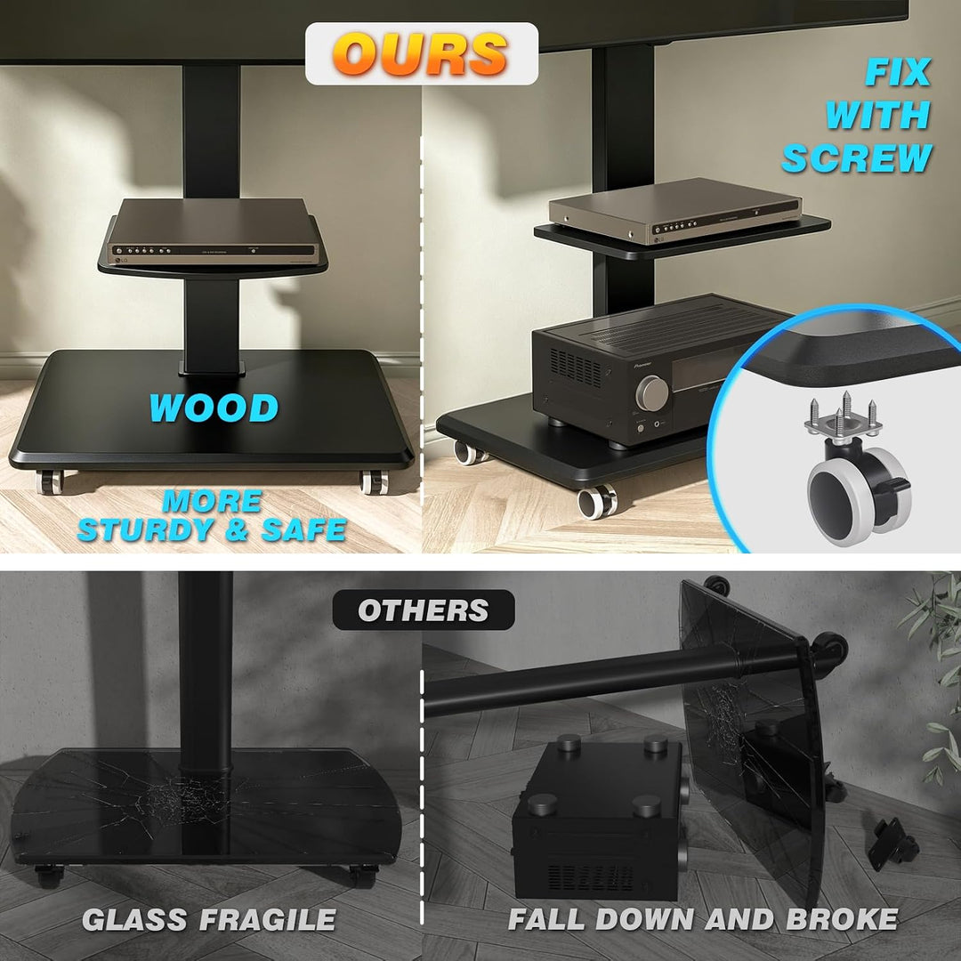 TV Ständer Rollbar Fernsehständer Bodenständer, RFIVER TV Rollwagen Wagen mit Rollen für 26-65 Zoll