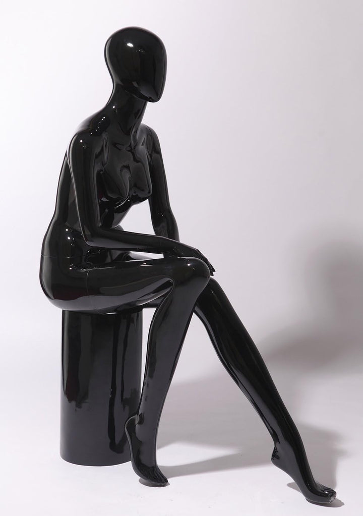 Euroton XF-17H schwarz lackierte abstrakte sitzende Schaufensterpuppe Mannequin Frau