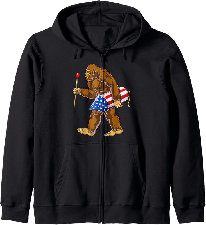 Bigfoot Fireworks Lustige patriotische Feier zum 4. Juli Kapuzenjacke