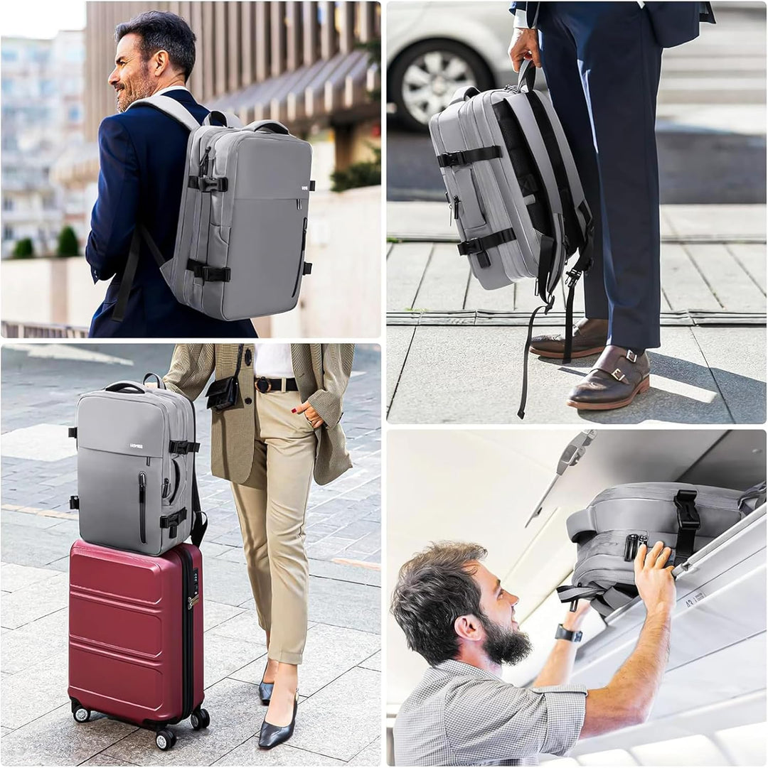 HOMIEE Handgepäck Reiserucksack, Supergross Laptop Rucksack Erweiterbar Diebstahlsicher Wasserabweis