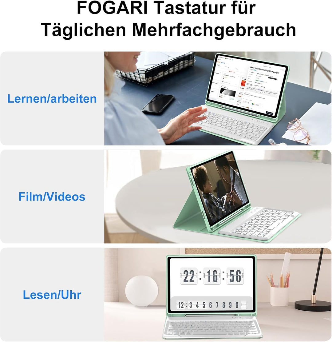 Tastatur Hülle für Lenovo Tab P12 12.7" 2023, QWERTZ Layout, Hülle Tastatur mit Magnetisch Abnehmbar