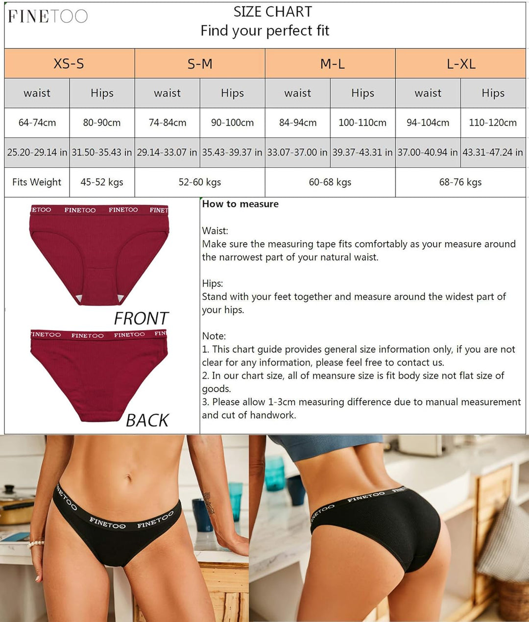 FINETOO 10er Pack Baumwoll Slips Damen Atmungsaktive Unterwäsche Logo Sportunterwäsche Weich Sexy Un