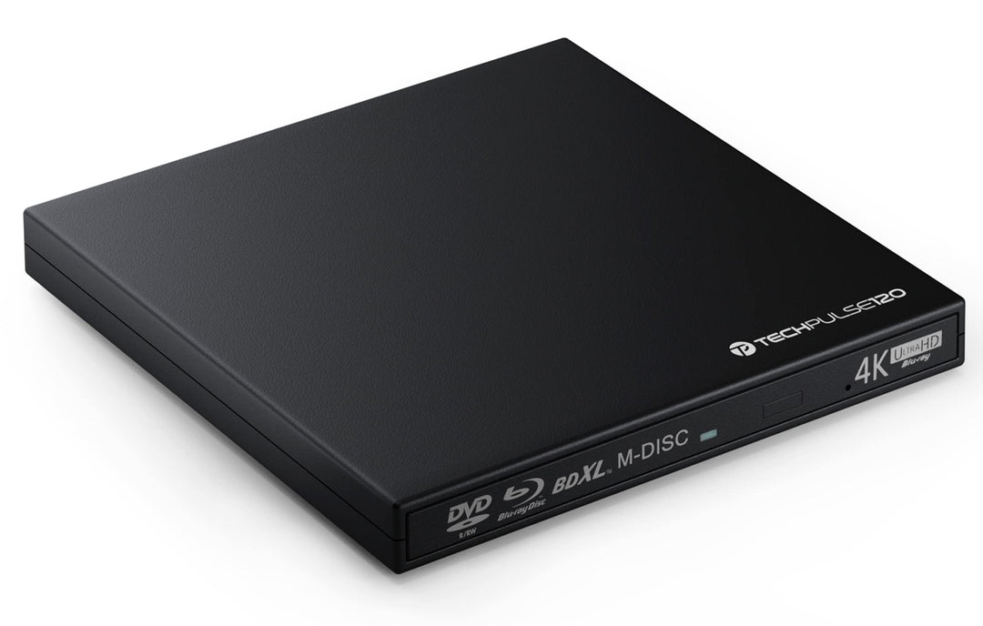 techPulse120 Externes UHD 4k 3D M-Disc BDXL USB 3.0 USB-C Laufwerk Blu-ray Brenner Burner Superdrive