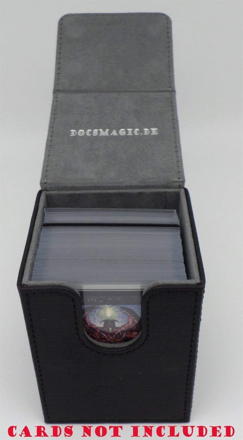 docsmagic.de Premium Magnetic Tray Long Box Black Medium + 3 Flip Boxes - Schwarz Medium + 3 Flip Bo