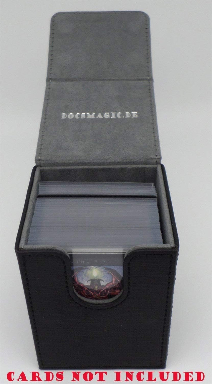 docsmagic.de Premium Magnetic Tray Long Box Black Medium + 3 Flip Boxes - Schwarz Medium + 3 Flip Bo