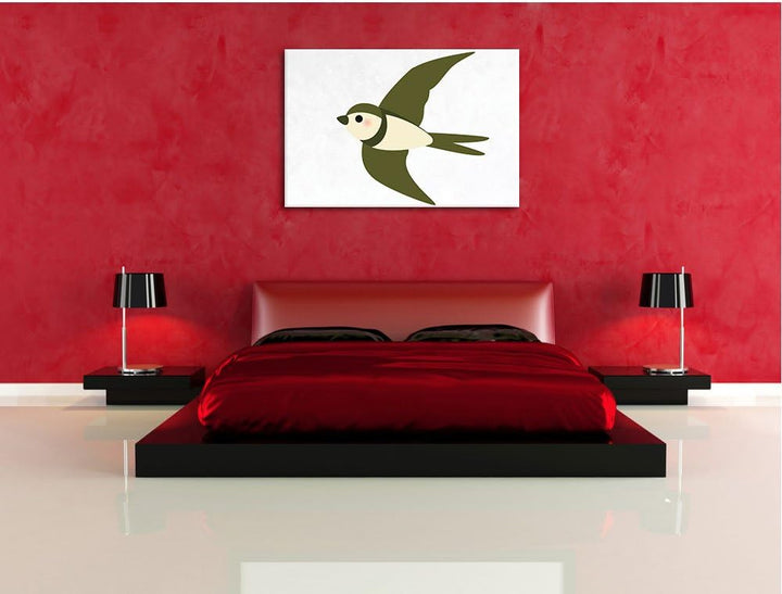 Fliegende Schwalbe weiss, Format: 100x70 auf Leinwand, XXL riesige Bilder fertig gerahmt mit Keilrah