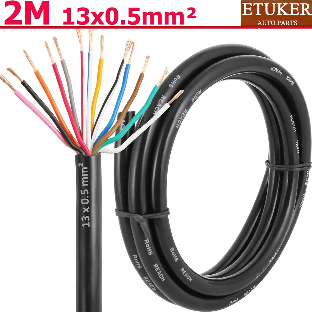 20AWG 13×0.5mm² Elektrischer Draht Kabel 13 adrig 2M Kupferkabel Fahrzeugkabel 13 polig Verlängerung