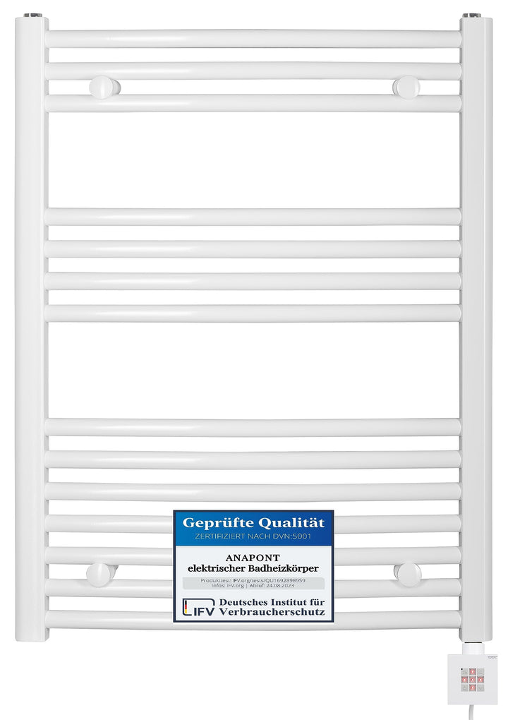 anapont elektrischer Badheizkörper - gebogen - weiss - Timer-Funktion - Handtuchheizkörper - Badheiz
