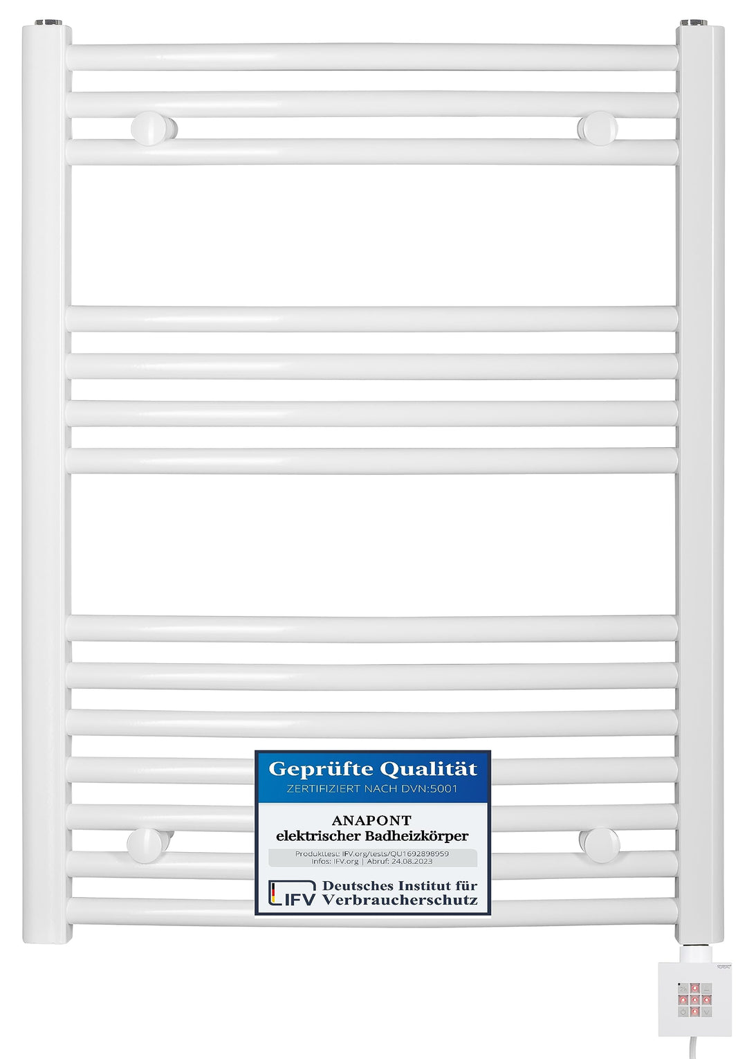anapont elektrischer Badheizkörper - gebogen - weiss - Timer-Funktion - Handtuchheizkörper - Badheiz