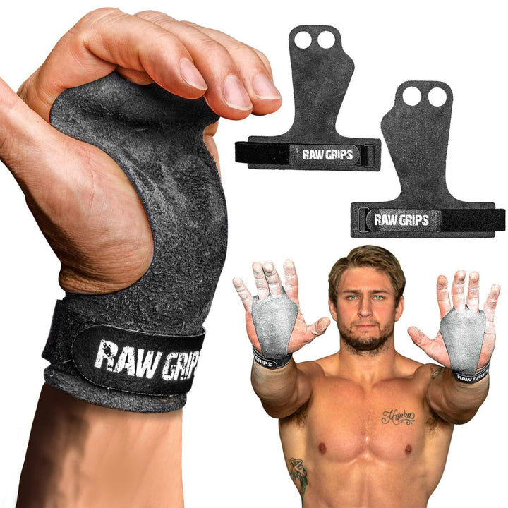JerkFit Raw Grips 3.0, 2-Finger Gymnastikgriffe aus Leder – Schützen die Hände bei Klimmzügen, verhi