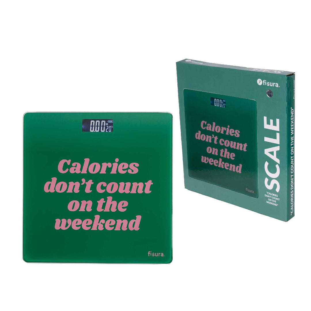 Fisura - Digitale Badezimmerwaage "calories don't count". Glas-Badezimmerwaage. Elektronische Waage