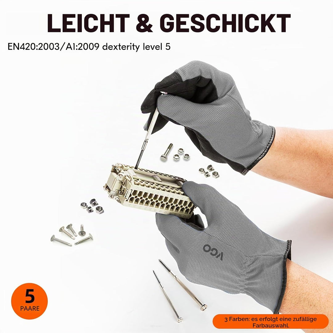 Vgo... 5 Paare Multifunktionale Arbeitshandschuh,Sicherheitshandschuhe,Bauarbeitshandschuhe, Gartenh