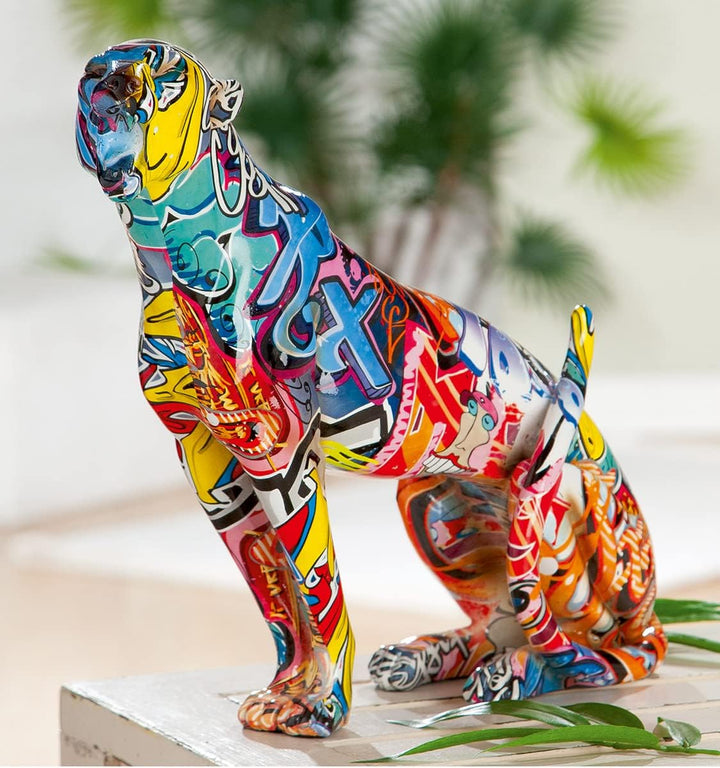 Casablanca Deko Figur Skulptur Gepard - Moderne Tierfigur aus Kunstharz im Street Art Graffiti Desig