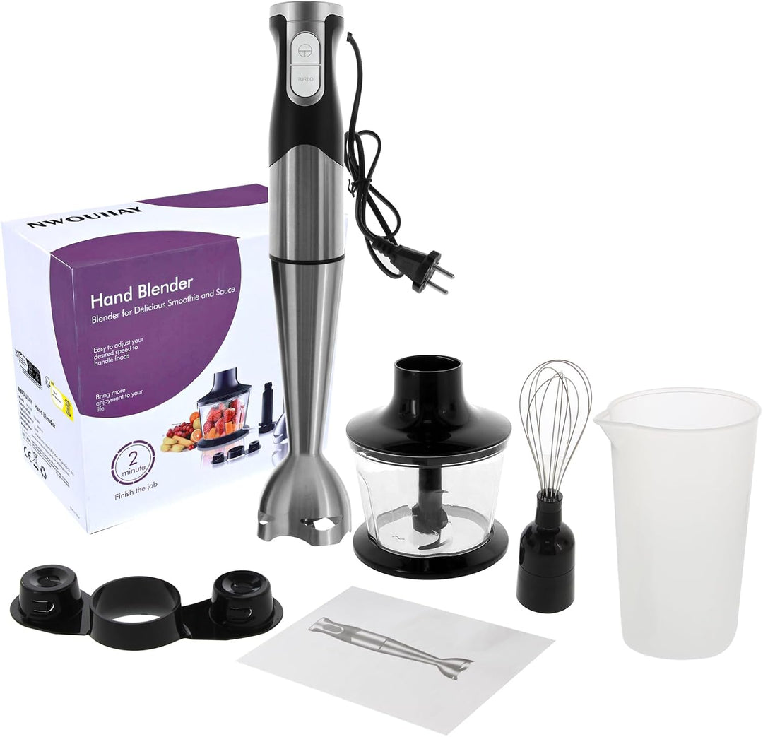 NWOUIIAY Stabmixer set 6-in-1 Pürierstab Edelstahl Set 1200W Stabmixer 600ml Messbecher, Schneebesen