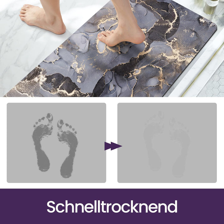 DEXI Badematte rutschfest 43 x 110 cm, Super Absorbierende Badezimmerteppich, schnelltrocknende Badv