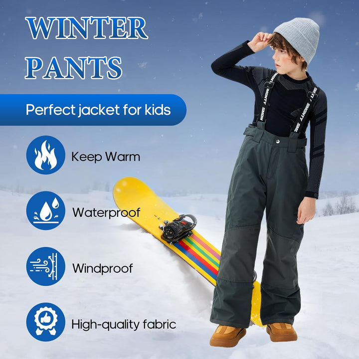 SMONTY Skihose für Kinder Mädchen Winter Wasserdicht Winddicht Warme Snowboard-Rückenhose Standard 1