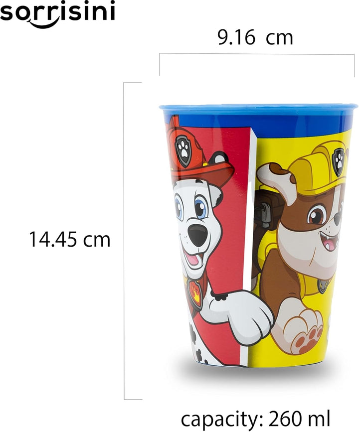 Sorrisini Kindergeschirr set Paw Patrol, Wiederverwendbares geschirr Set, Kinder Essgeschirr, Microw