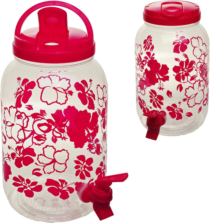 alles-meine.de GmbH 4 Stück 4 Liter - XL grosser Getränkespender - Blumen - rosa/grün/blau/orange -