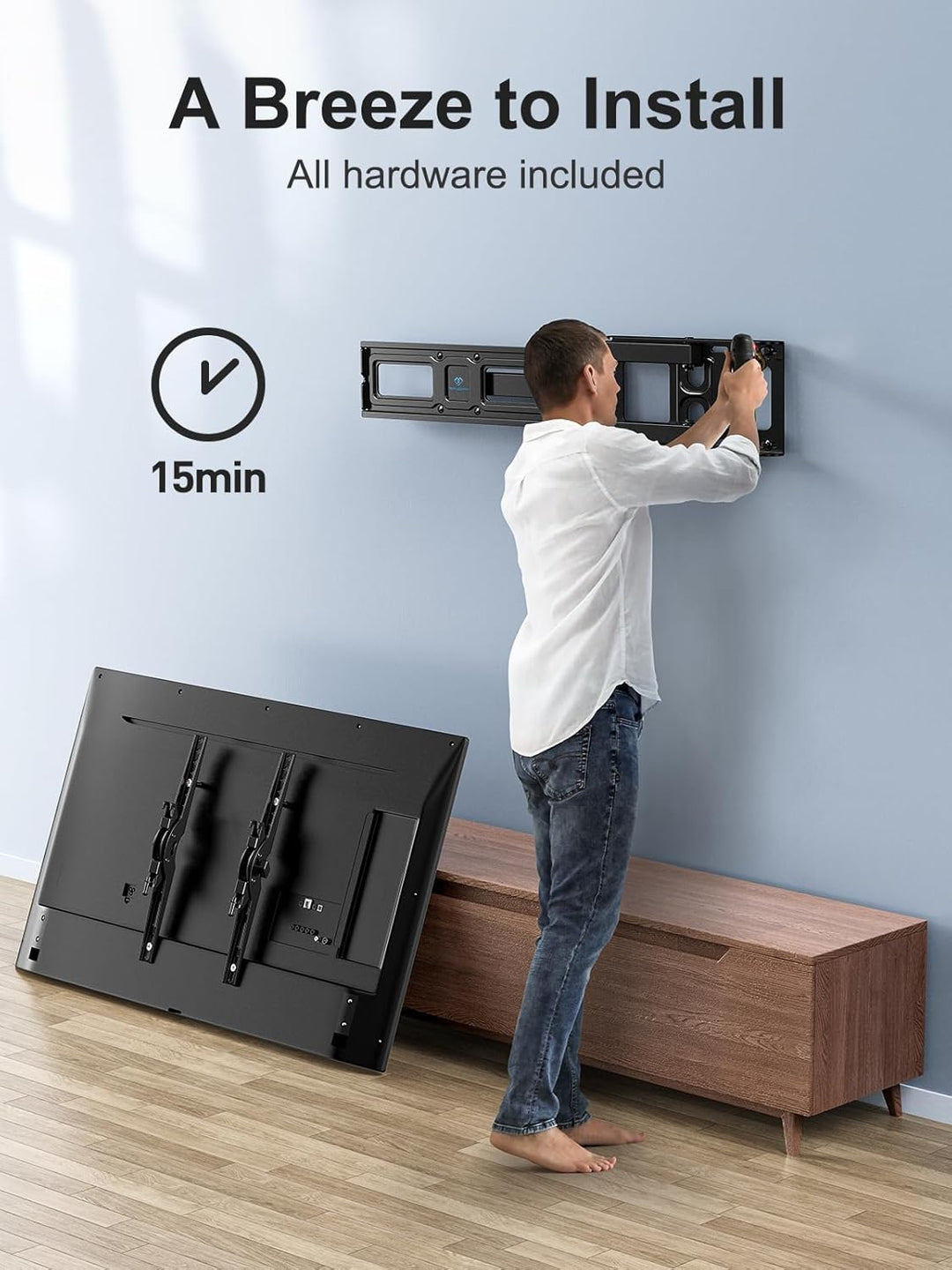 PERLESMITH TV Wandhalterung, Schwenkbare Neigbare TV Halterung für 26-60 Zoll Flach & Curved Fernseh