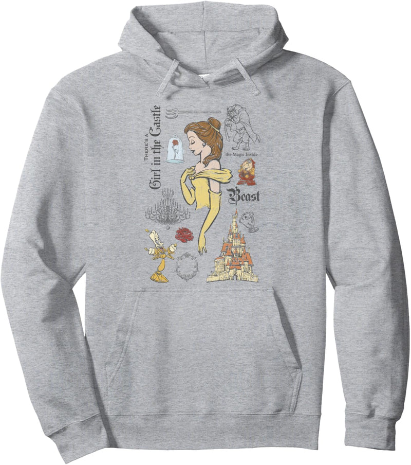 Disney Beauty And The Beast Belle And Friends Sketch Pullover Hoodie