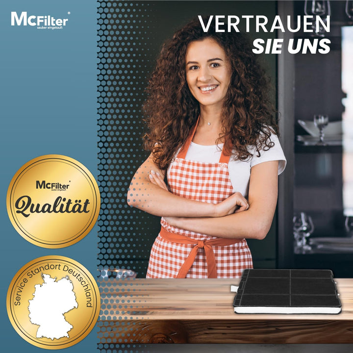 McFilter I 2x Aktivkohlefilter für Dunstabzugshaube geeignet für Kohlefilter Bosch 00705431, 1102676