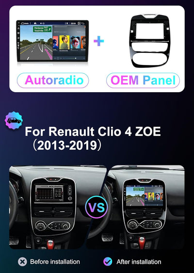 YUNTX [4GB+64GB] Android 12 Autoradio für Renault Clio 4 ZOE（2013-2019）-2 Din-[Integriertes Wireless