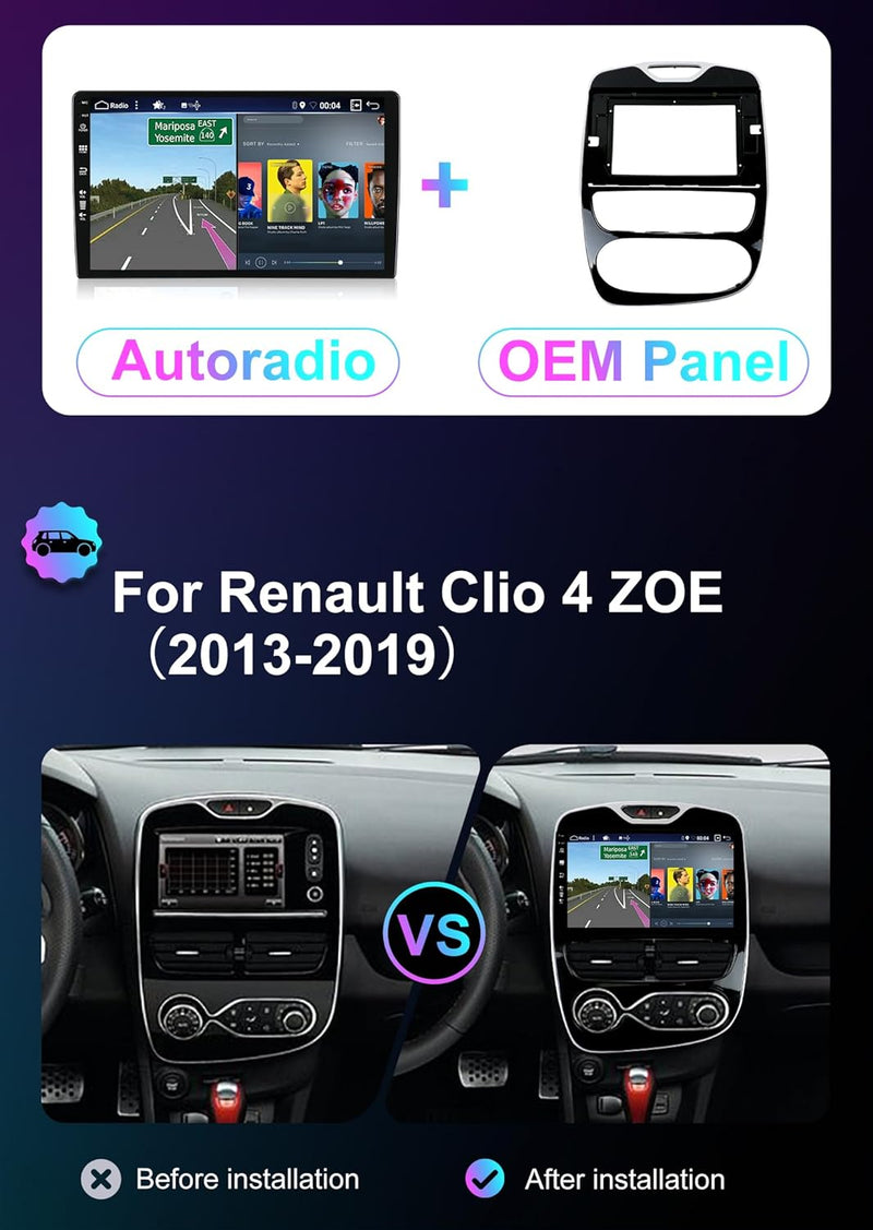 YUNTX [4GB+64GB] Android 12 Autoradio für Renault Clio 4 ZOE（2013-2019）-2 Din-[Integriertes Wireless