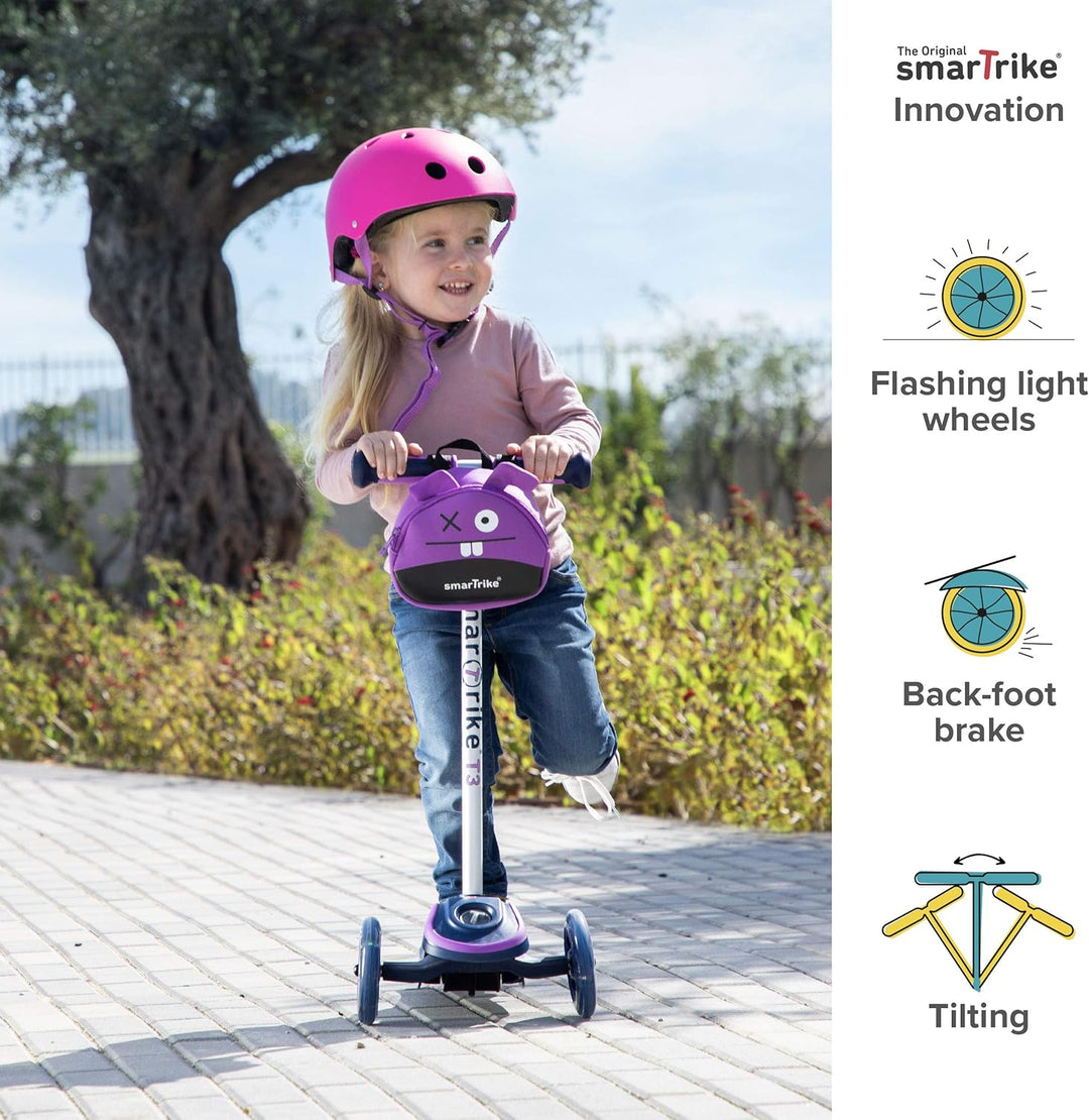 smarTrike Scooter by Scooter - Kinderroller T3 Kinderscooter mit LED-Leuchträder und Snacktasche S V