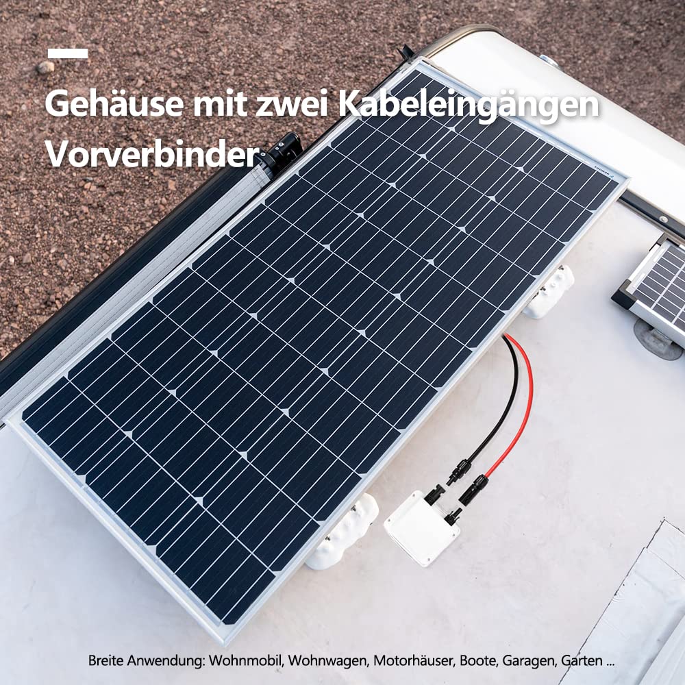 Sayhome ABS Double Solar Kabeleinführung Gehäuse mit 10ft, 10awg weichem Kupferkabel, für Wohnmobil,