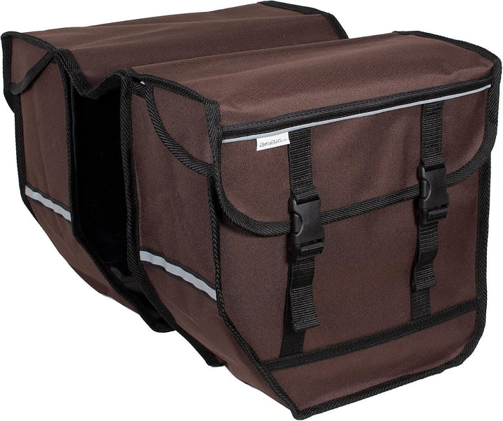 BikyBag Model M – Doppelte Fahrradtaschen für Gepäckträger (Braun), Braun