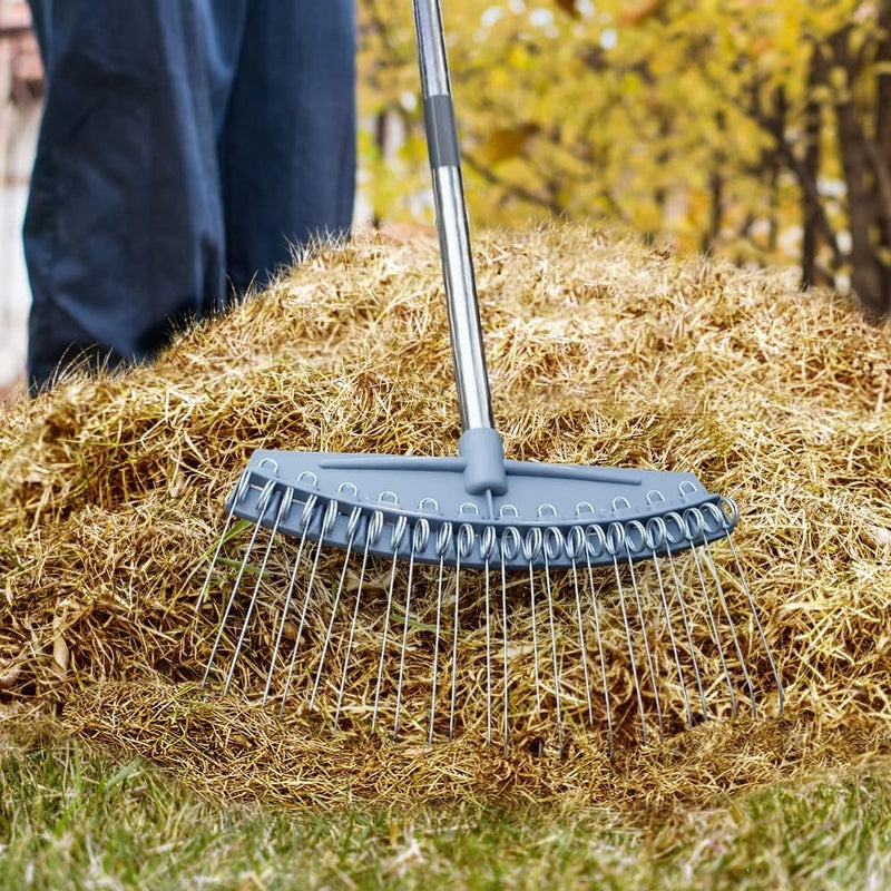 Hortem Laubrechen, Gartenschwader für Rasen, Blätter, Stroh, Kies, 63-160cm Verstellbarer Hofstrohsc