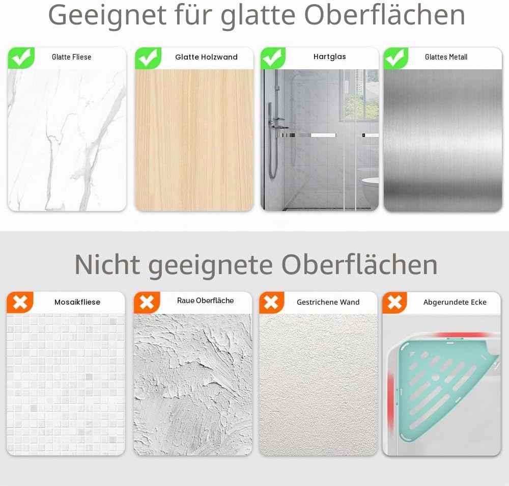 Sotfamily Duschablage ohne Bohren Ecke, 4 Stück Duschregal Badregal ohne Bohren mit Klebepad, Rostfr