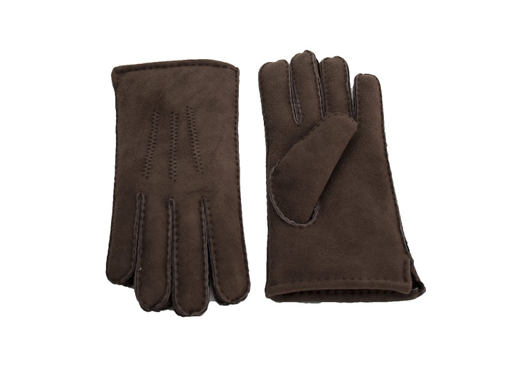 Reissner Lammfelle warme Merino Lammfell Handschuhe für Damen und Herren HDS-FINGER1 in beige, braun
