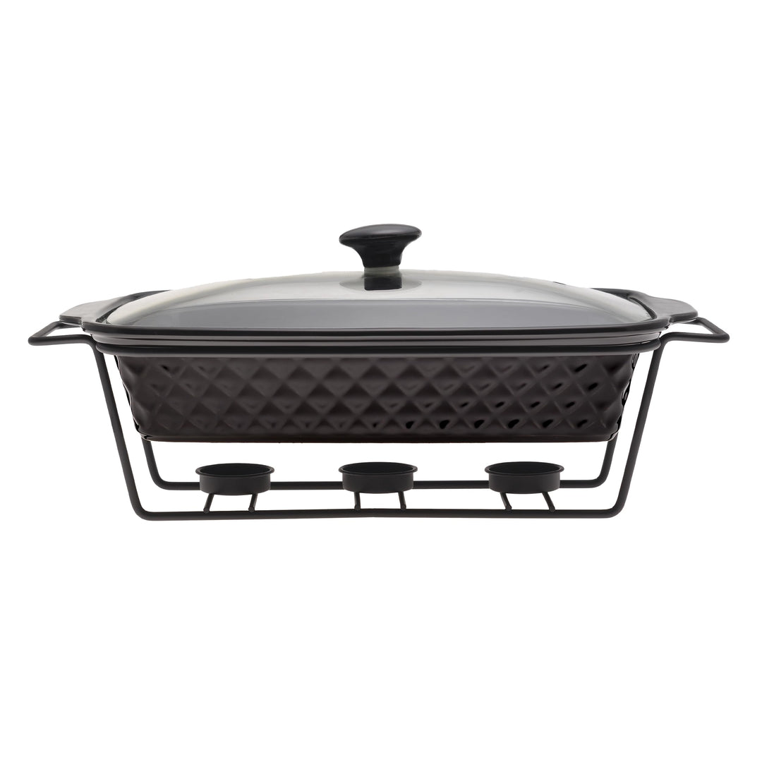 4BIG.fun Speisewärmer aus Keramik 3 L Chafing Dish Buffet-Set Keramik-Chafer Buffetwärmer Warmhalteb