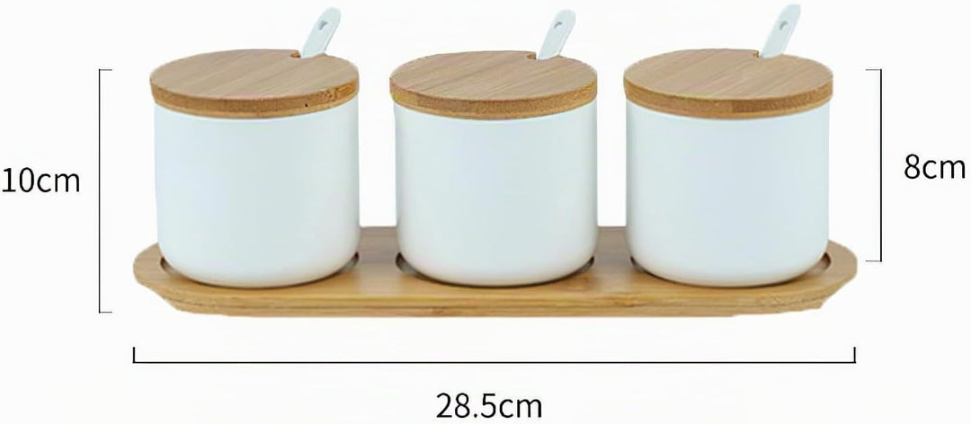 3 Stück 230 ml Keramik Zuckerdose rund Seasoning, Topf mit grossem Salz, Gewürzglas, Box mit Löffel
