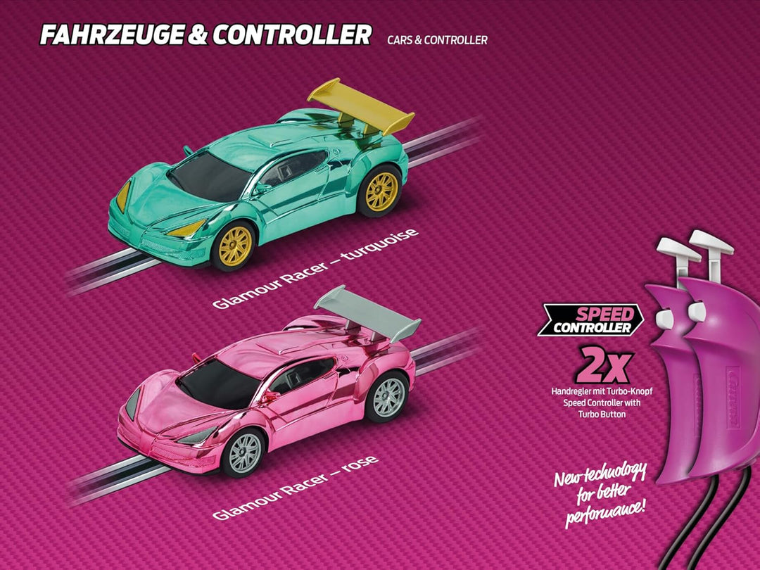 Carrera - 20062579 - Carrera GO!!! Pink Action Racing Rennbahn-Set I Rennbahn mit lizensierten Slotc