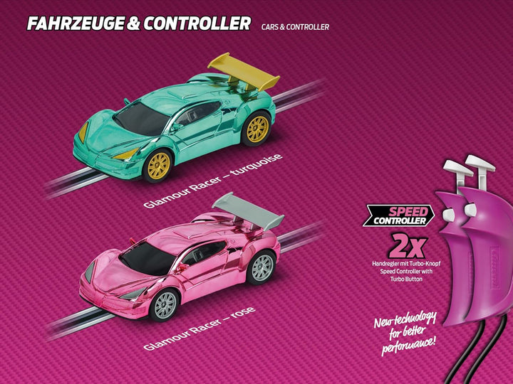 Carrera - 20062579 - Carrera GO!!! Pink Action Racing Rennbahn-Set I Rennbahn mit lizensierten Slotc