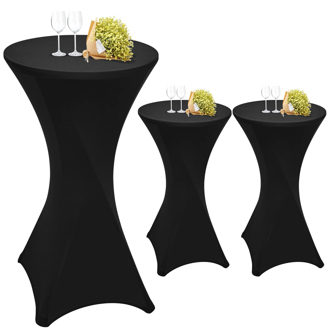 3 Stück Schwarz Stehtisch Hussen Stehtische, Stehtischhusse für Ø 60-65 cm Stehtische und Bistrotisc
