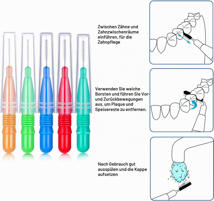 100 Stück Interdentalbürste Zahnstocher Dental Zahnseide Kopf Mundhygiene Interdentalbürste Zahnseid