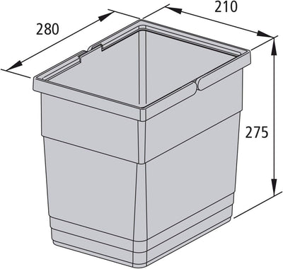 eins2vier Abfallsammler Höhe: 275 mm Volumen 13,5 Liter 210 x 280 mm alugrau 5136.11 Abfalleimer Mül