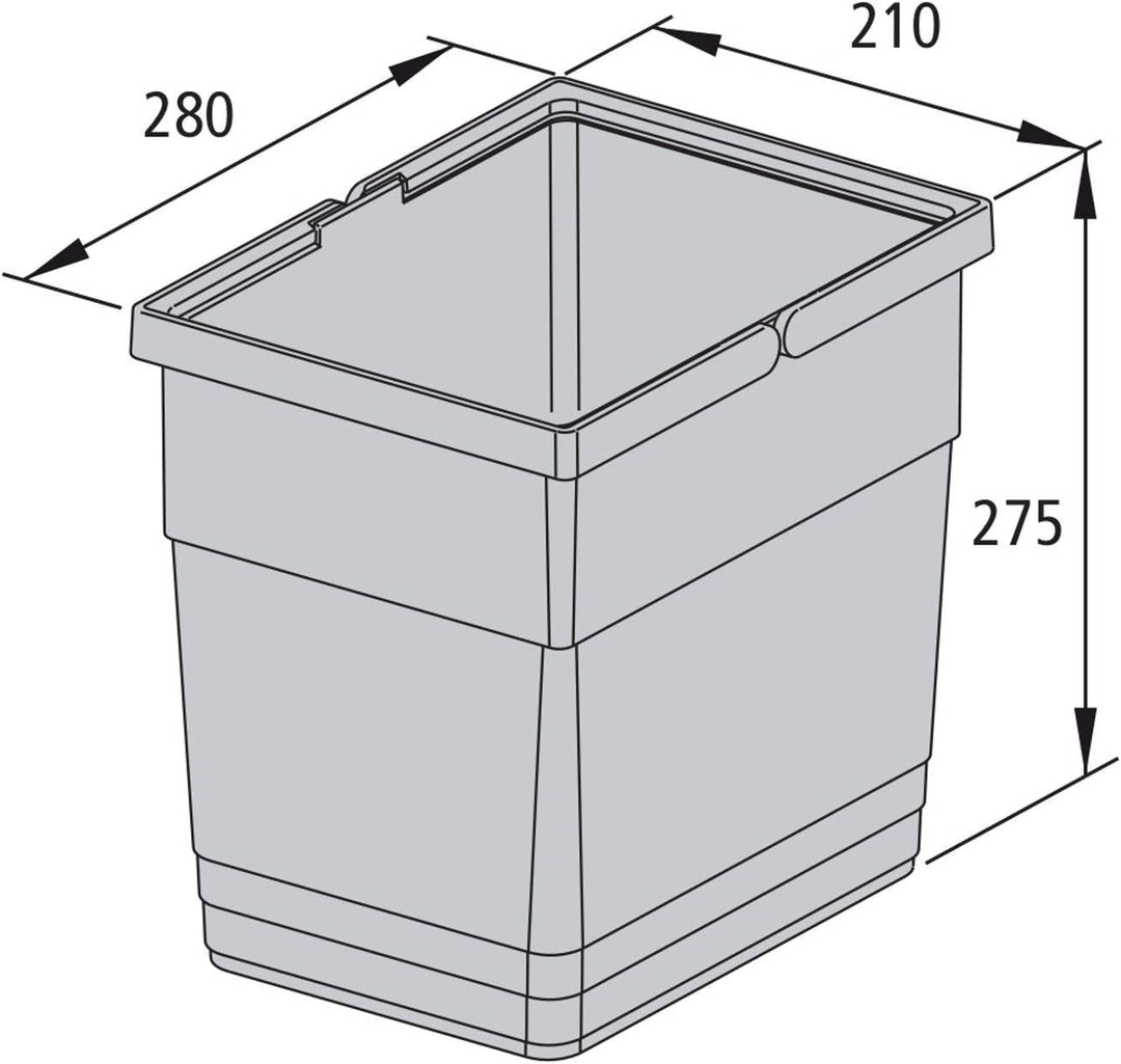 eins2vier Abfallsammler Höhe: 275 mm Volumen 13,5 Liter 210 x 280 mm dunkelgrau 5136.11 Abfalleimer