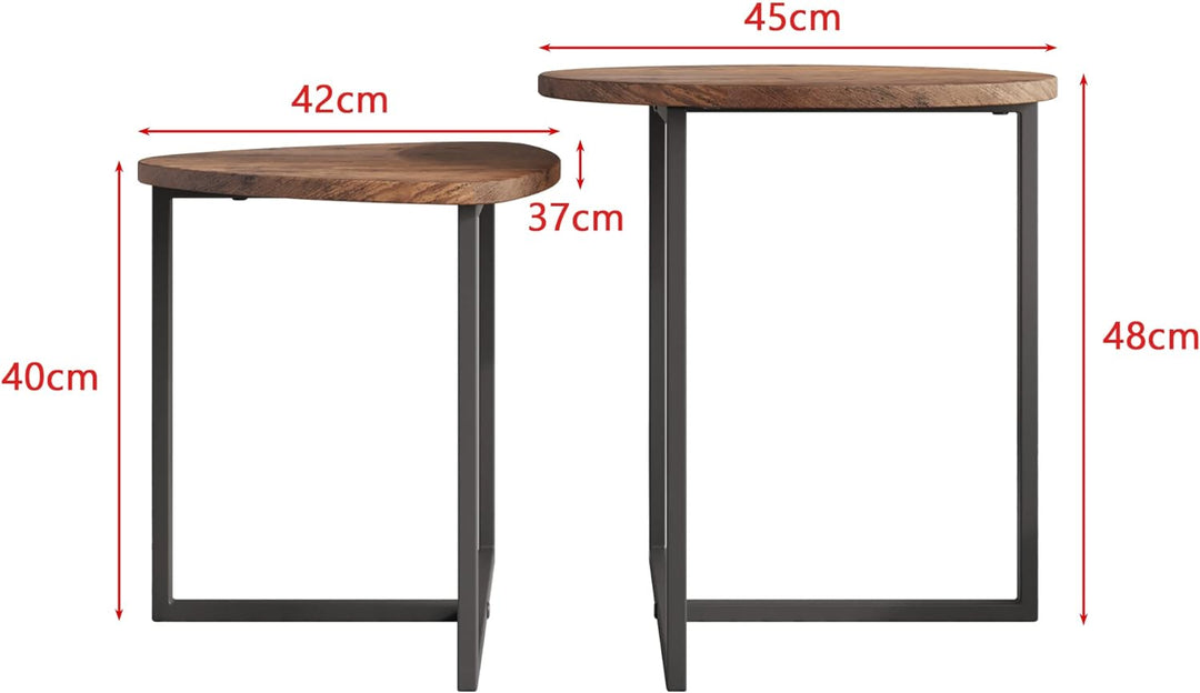 HOJINLINERO Couchtisch Rund 2 er Set,Beistelltisch Set,Sofatisch,Kaffeetisch,Metall Untergestell und