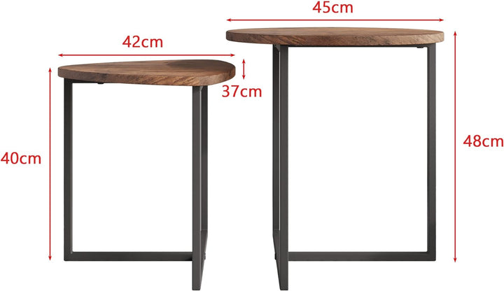 HOJINLINERO Couchtisch Rund 2 er Set,Beistelltisch Set,Sofatisch,Kaffeetisch,Metall Untergestell und