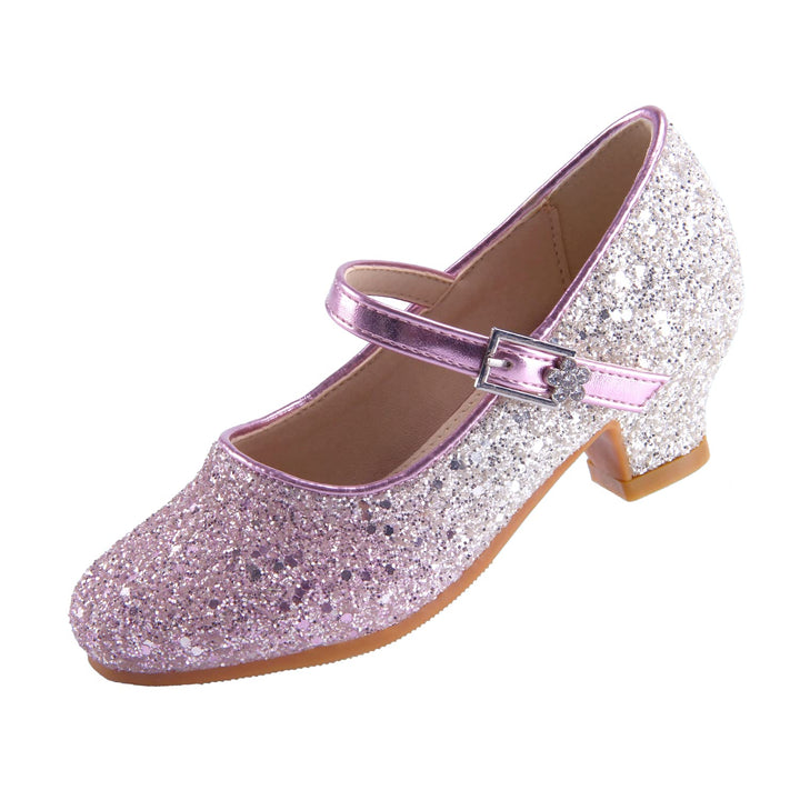 EIGHT KM - Mädchen High Heel Kleid Schuhe - Mary Jane Prinzessin Hochzeit Pumps - Funkelnder Glitzer