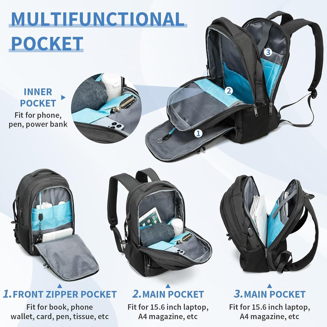 VINBAGGE Wasserdicht Anti Diebstahl Rucksack 15,6 Zoll Laptop Rucksack Herren Schulrucksack Grosser