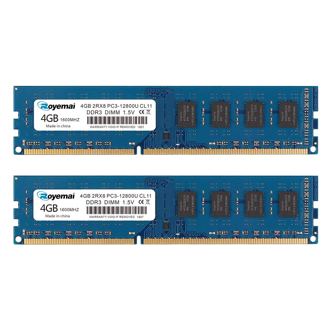 DDR3 1600 PC3-12800U 8GB Kit (2X4 GB) RAM 4GB 2Rx8 240-pin Dimm CL11 1,5V Desktop Arbeitsspeicher Mo