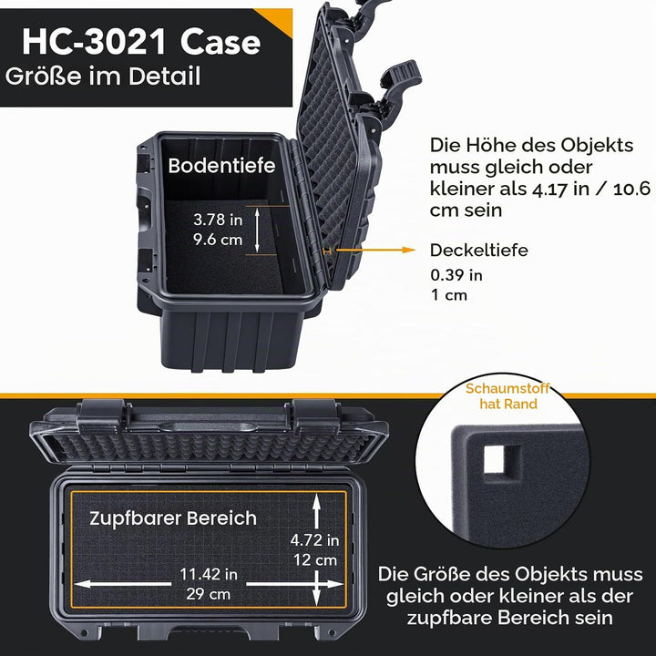 Lykus HC-3021 Wasserdicht Koffer mit anpassbar Rasterschaumstoff, Innengrösse 30,6x13,5x11,8 cm, Pas