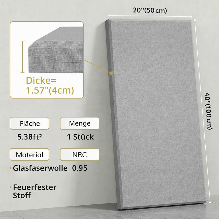 TONOR gross Fiberglas Akustikpaneele, 100x50x4 cm Akustikbild Schallabsorber Wand aus Wanddekoration
