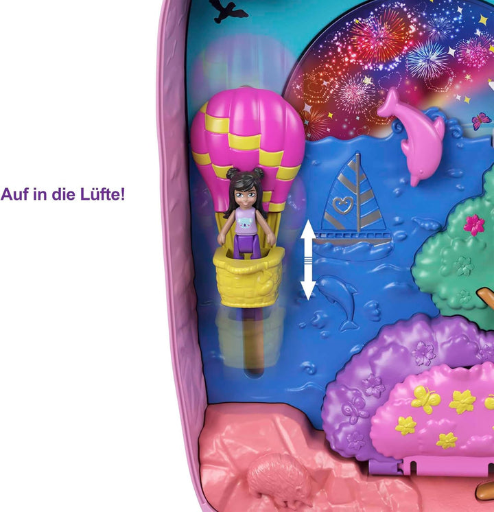 Polly Pocket Schatulle, Koala Bär in Tierabenteuer Thema, mit 2 Puppen, 5 Tieren und 1 Auto, interak